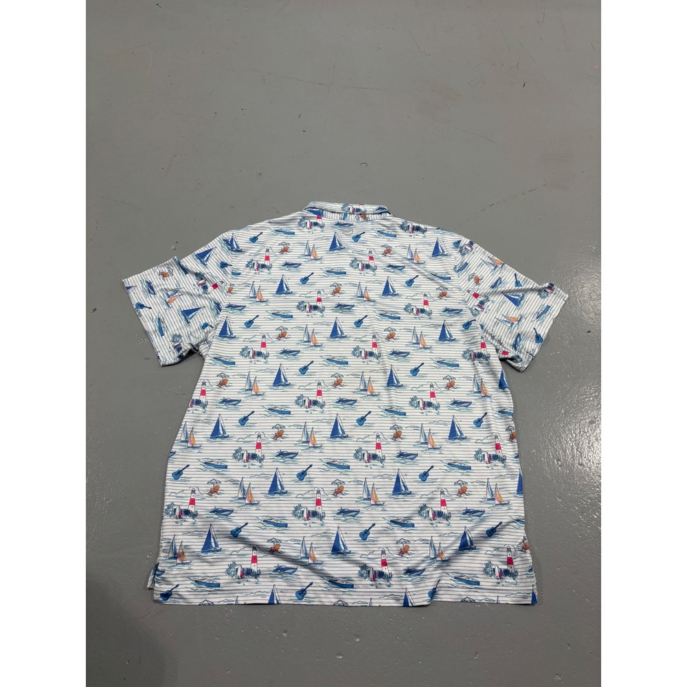 Vineyard Vines On-The-Go Sankaty Polo Mens XXL Blue White Sailboat Stripe - Picture 5 of 5